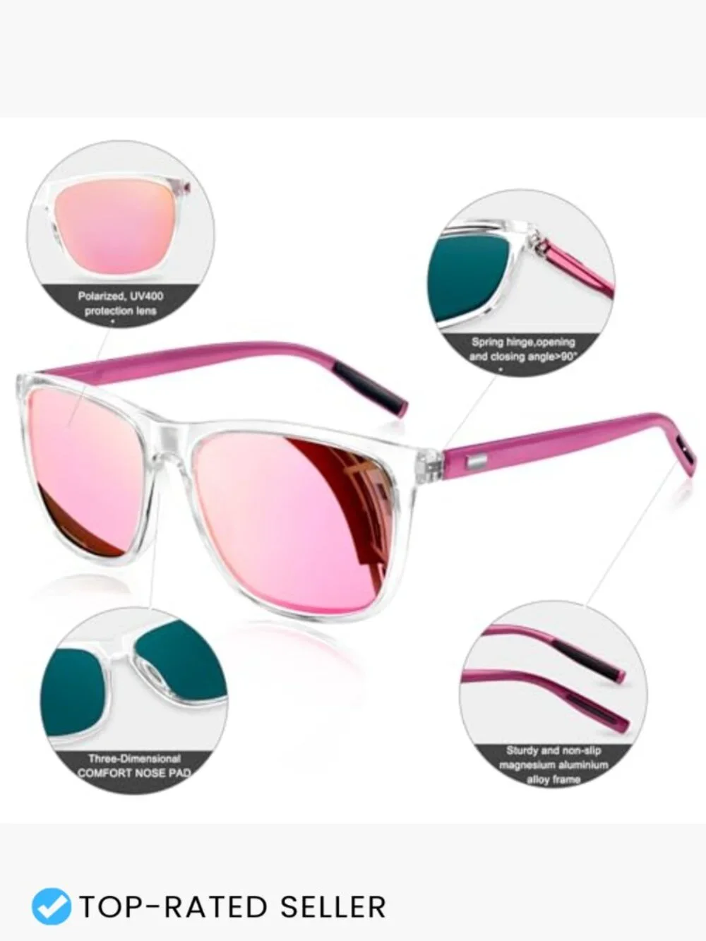 Classic Square Polarized Sunglasses Retro UV400 Protection Unisex